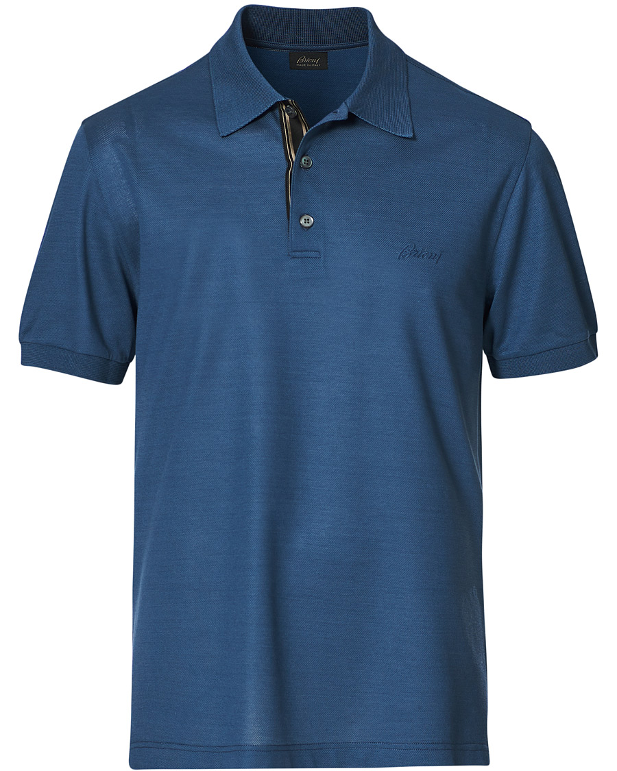 Herr | Pikéer | Brioni | Contrast Placket Polo Piquet Dark Blue
