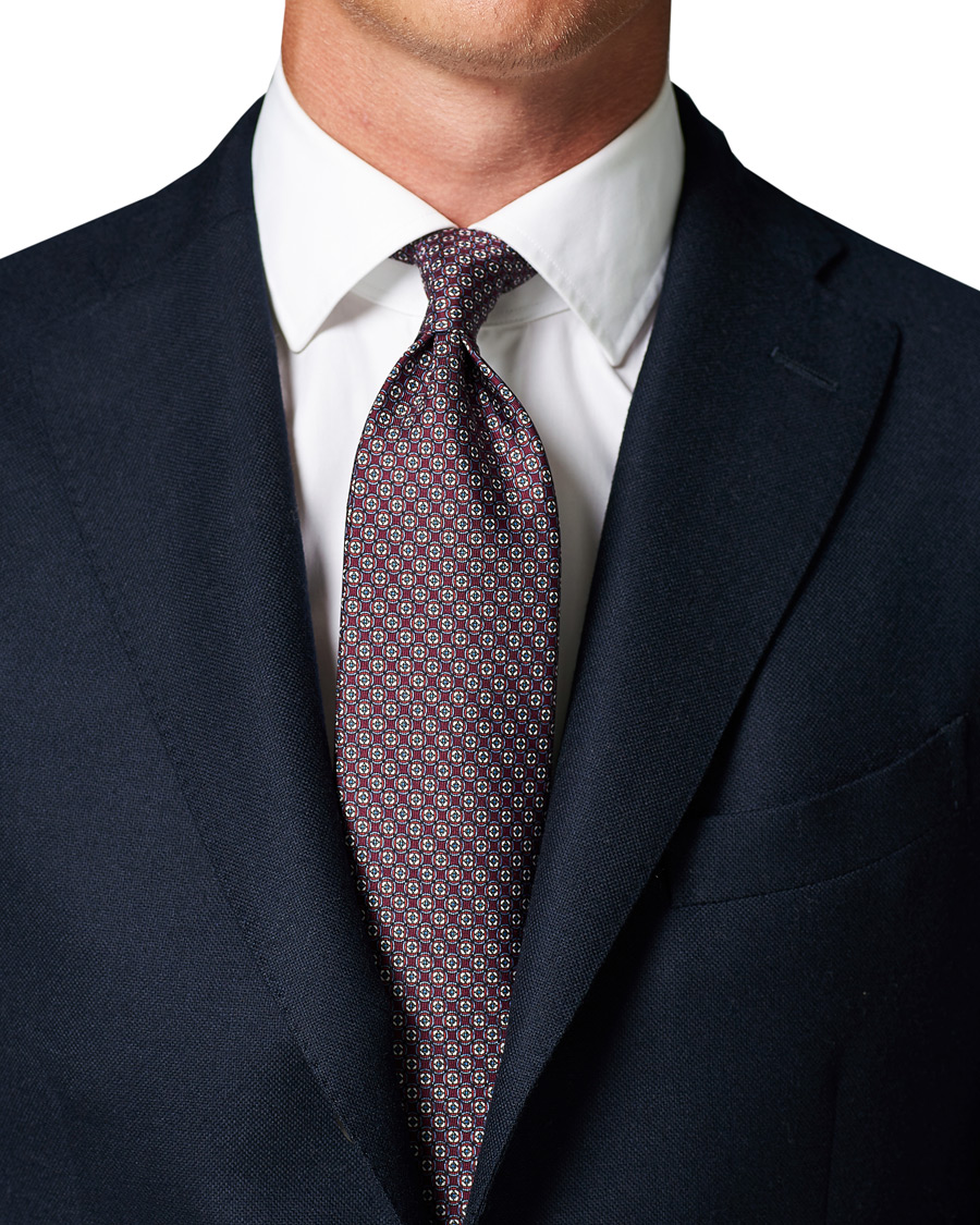 Herr | Brioni Printed Micro Pattern Silk Tie Burgundy | Brioni | Printed Micro Pattern Silk Tie Burgundy