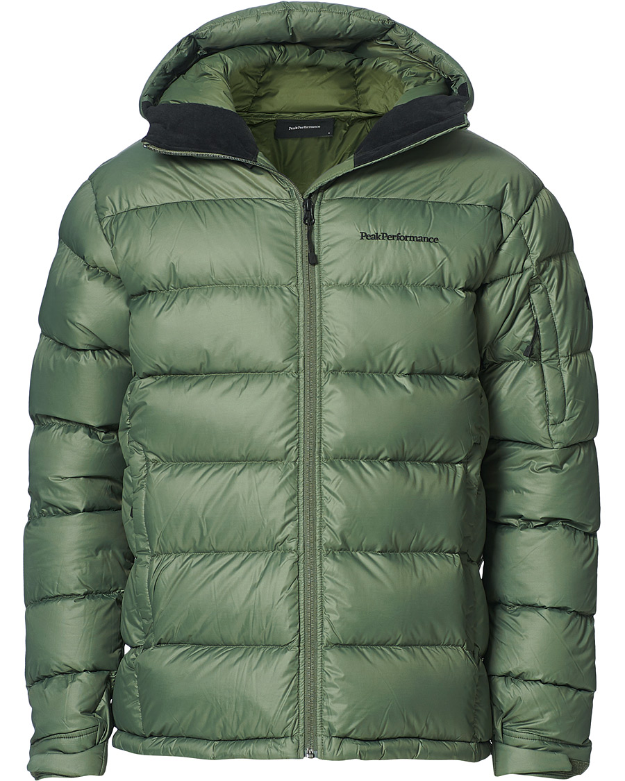 Peak Performance Frost Down Hooded Jacket Thrill Green | Herr - of Car