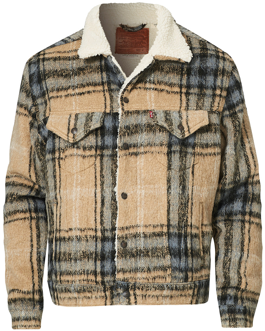 Herr | Jackor | Levi's | Vintage Fit Sherpa Trucker Camel Blue Plaid