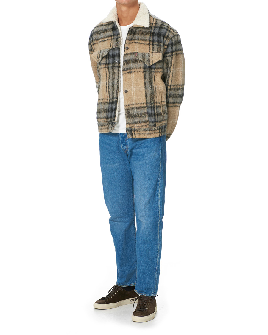 Herr | Jackor | Levi's | Vintage Fit Sherpa Trucker Camel Blue Plaid