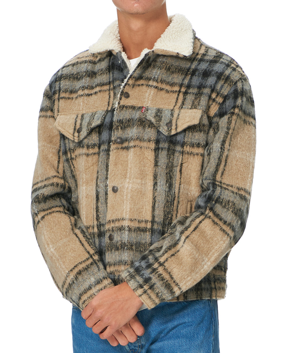 Herr | Jackor | Levi's | Vintage Fit Sherpa Trucker Camel Blue Plaid