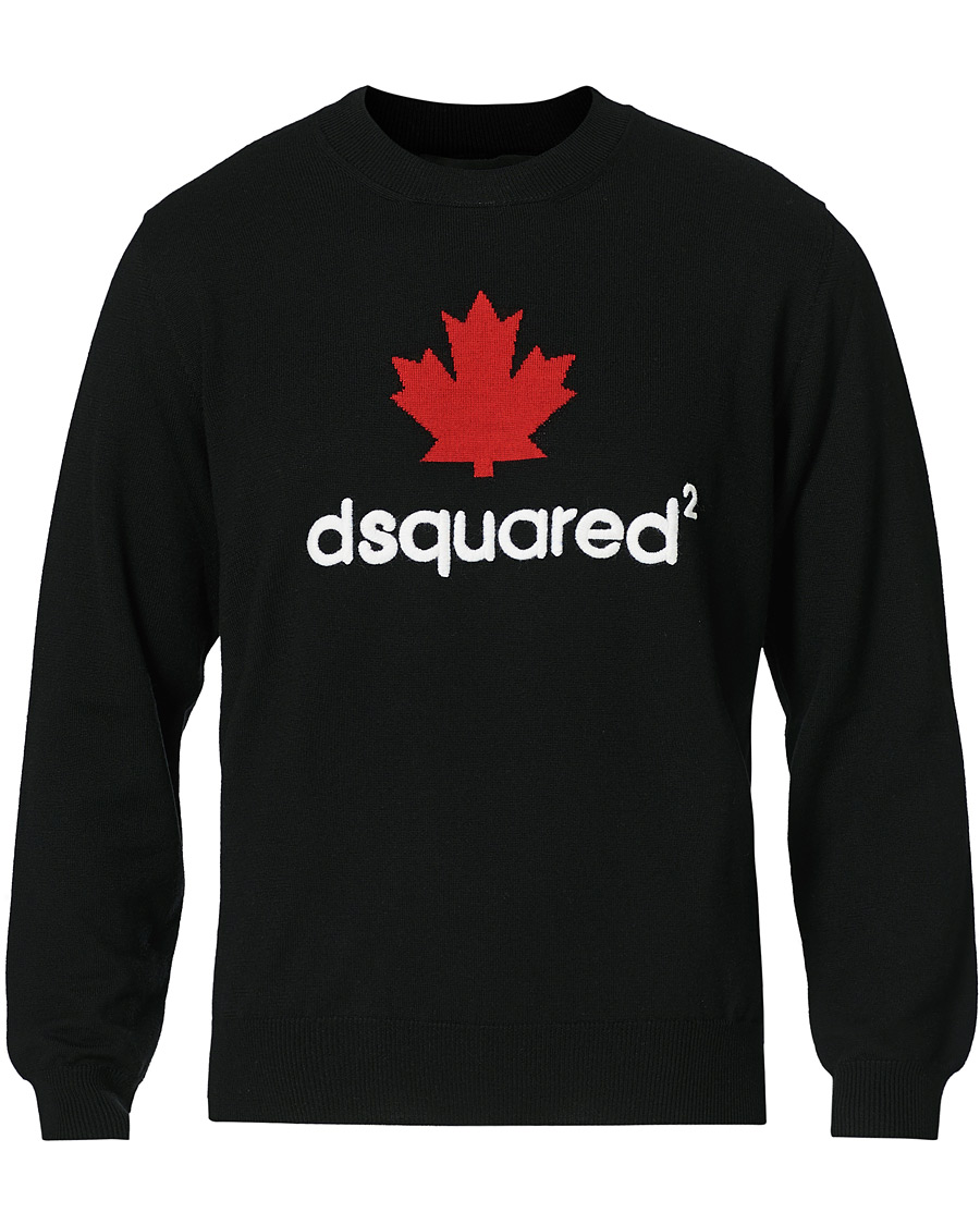 Herr | Tröjor | Dsquared2 | Mini D2 Leaf Knitted Sweater Black