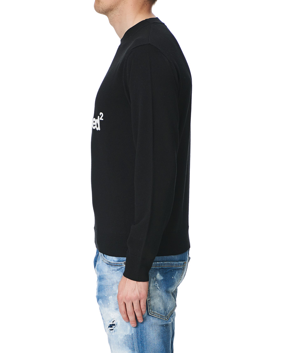 Herr | Tröjor | Dsquared2 | Mini D2 Leaf Knitted Sweater Black