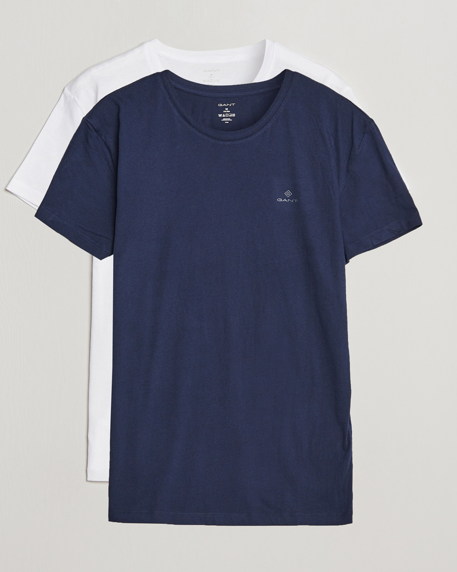 Herr | T-Shirts | GANT | 2-Pack Crew Neck T-Shirt Navy/White