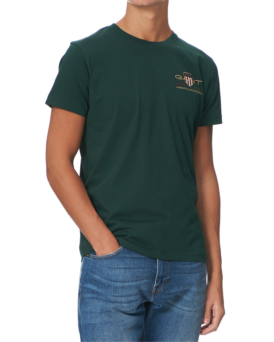 Herr | T-Shirts | GANT | Archive Shield Logo Crew Neck Tee Tartan Green