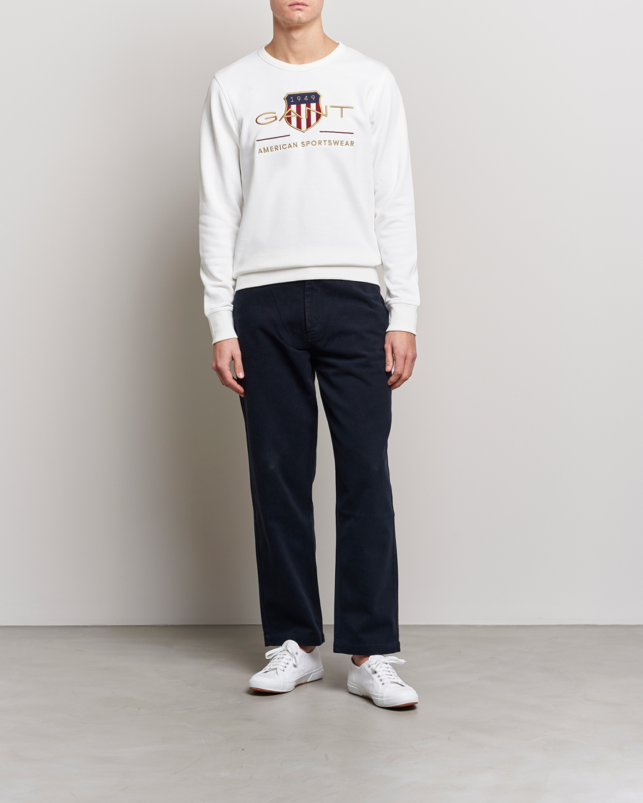 Herr | Tröjor | GANT | Archive Shield Crew Neck Sweatershirt Eggshell