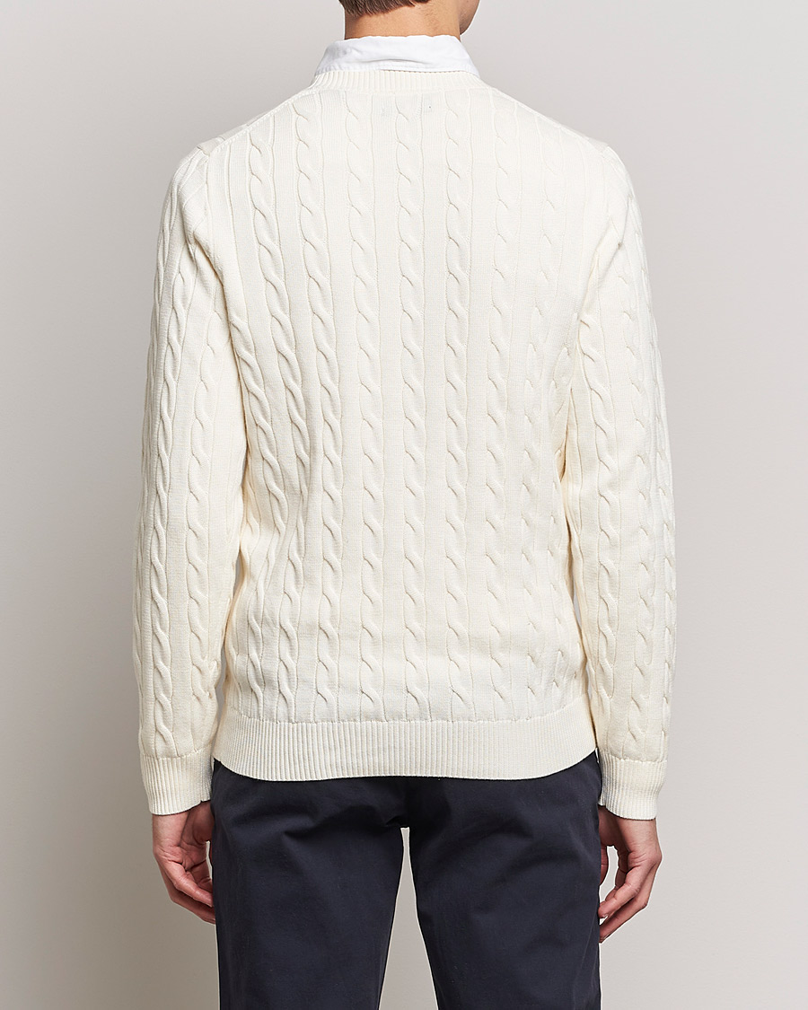 Herr | Tröjor | GANT | Cotton Cable Crew Neck Pullover Cream