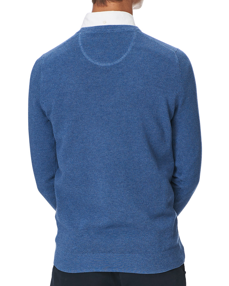 Herr | Tröjor | GANT | Cotton Pique Crew Neck Sweater Denim Blue Melange