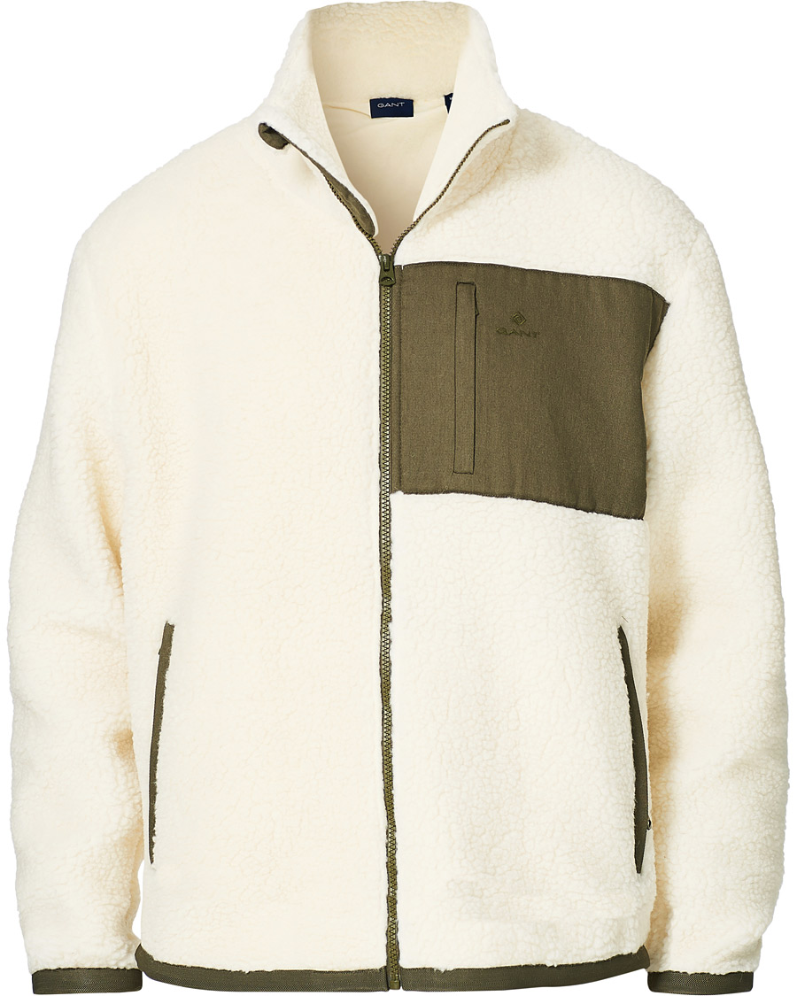Herr | Tröjor | GANT | Fleece Full Zip Jacket Cream