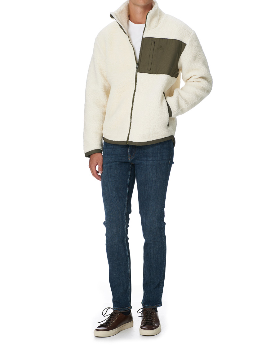 Herr | Tröjor | GANT | Fleece Full Zip Jacket Cream