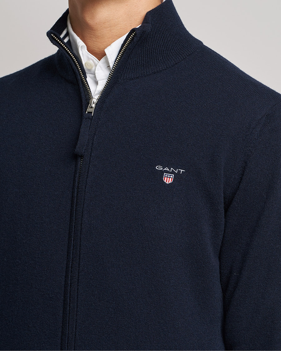 Herr | Tröjor | GANT | Lambswool Full Zip Marine