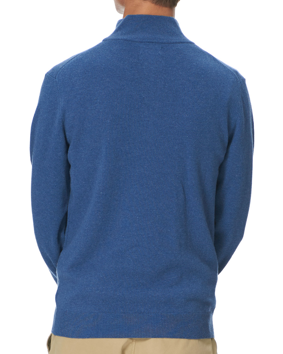 Herr | Tröjor | GANT | Lambswool Half Zip Sweater Stone Blue Melange