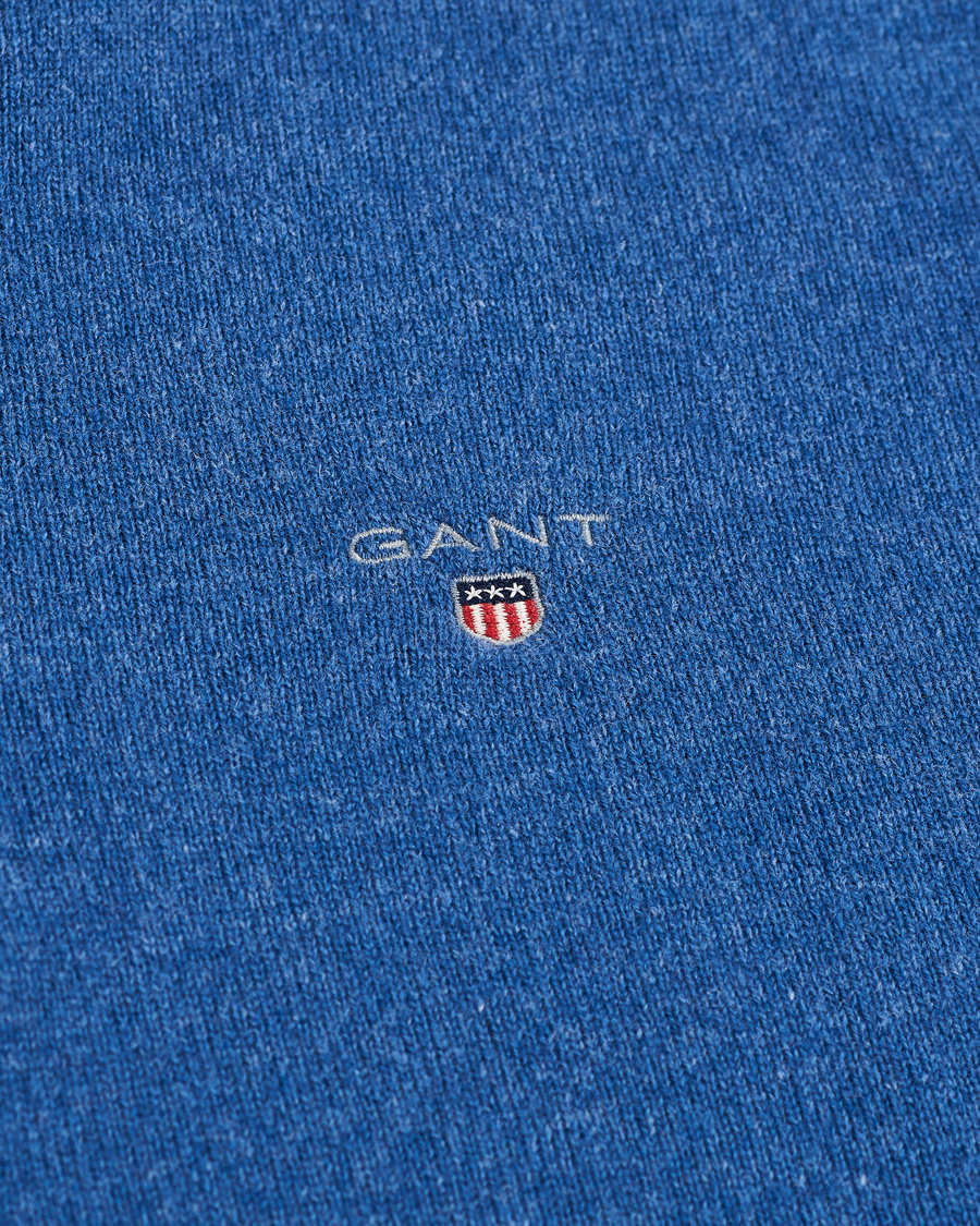 Herr | Tröjor | GANT | Lambswool Half Zip Sweater Stone Blue Melange