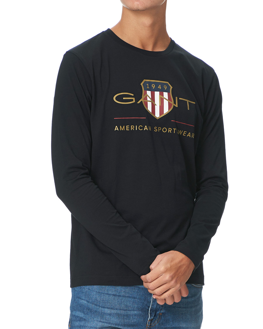 Herr | T-Shirts | GANT | Medium Archive Shield Long Sleeve Tee Black