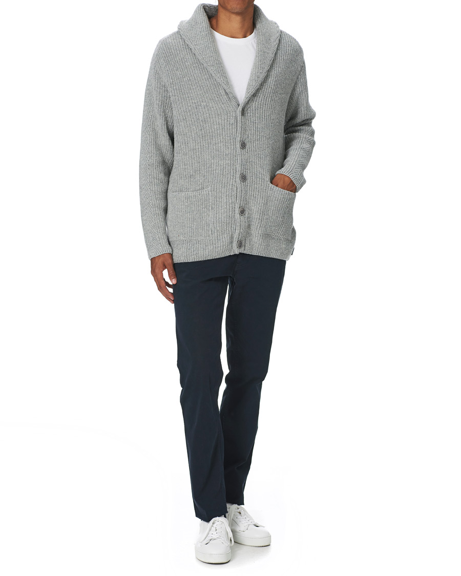 Herr | Tröjor | GANT | Mohair Blend Shawl Cardigan Grey Melange
