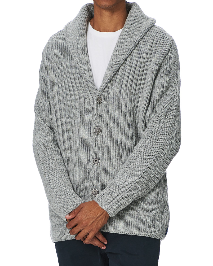 Herr | Tröjor | GANT | Mohair Blend Shawl Cardigan Grey Melange