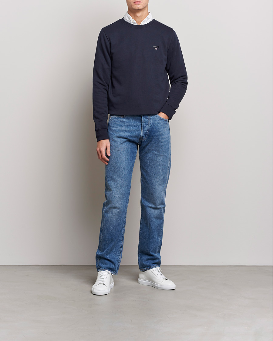 Herr | Tröjor | GANT | Original Shield Logo Crew Neck Sweatshirt Evening Blue