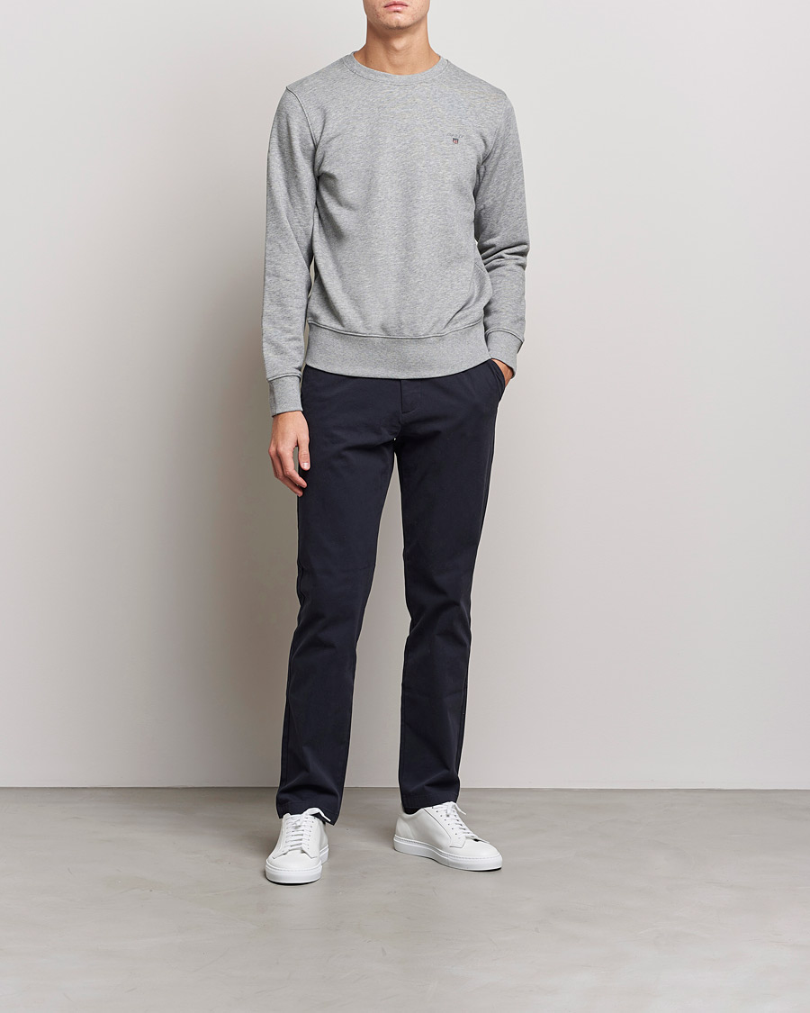 Herr | Tröjor | GANT | Original Crew Neck Sweatshirt Grey Melange