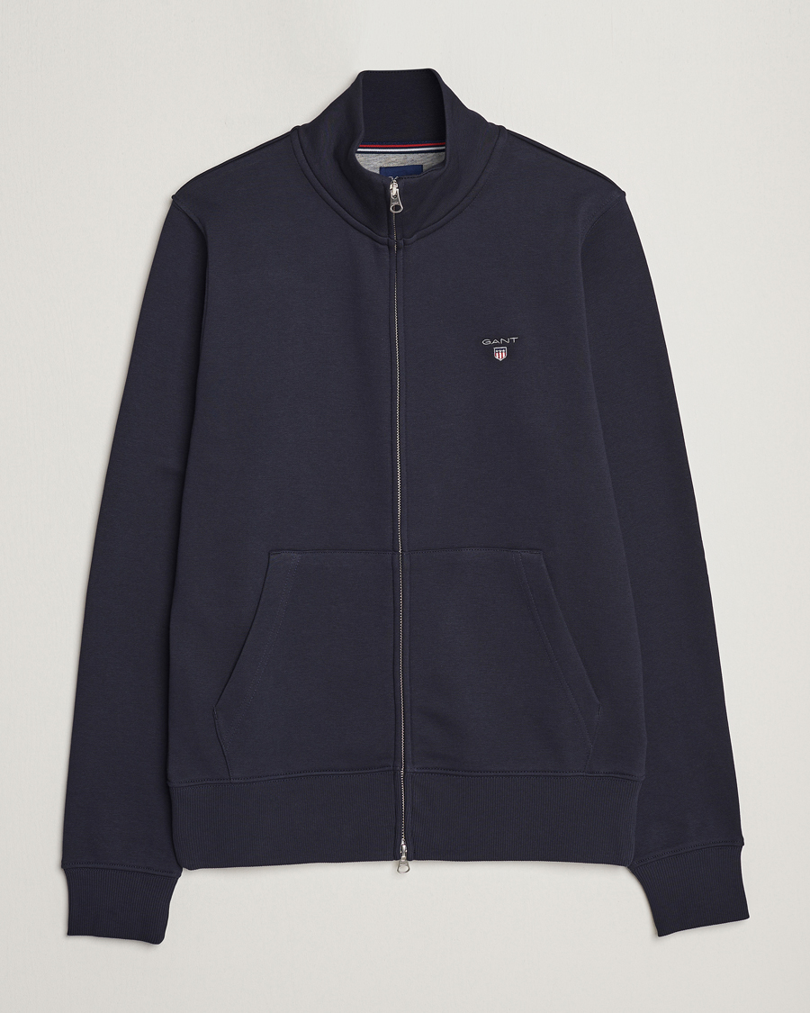 Herr | Tröjor | GANT | Original Shield Logo Full-Zip Sweater Evening Blue