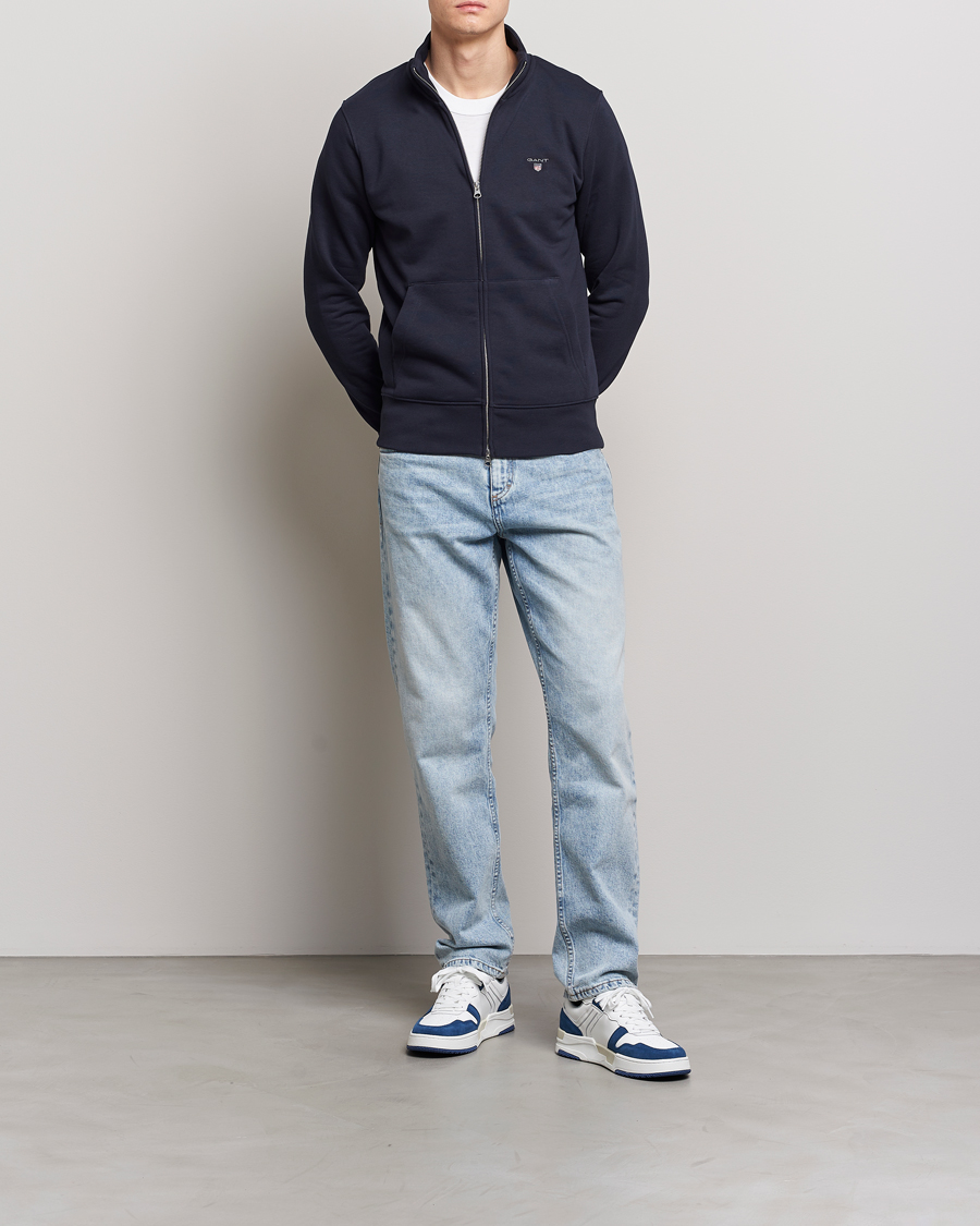 Herr | Tröjor | GANT | Original Shield Logo Full-Zip Sweater Evening Blue