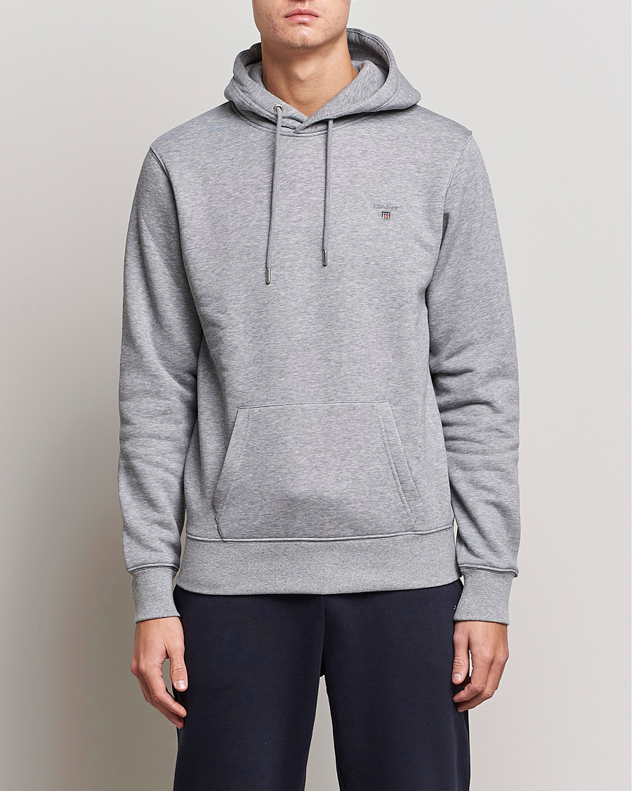 Herr | Tröjor | GANT | Original Shield Logo Hoodie Grey Melange