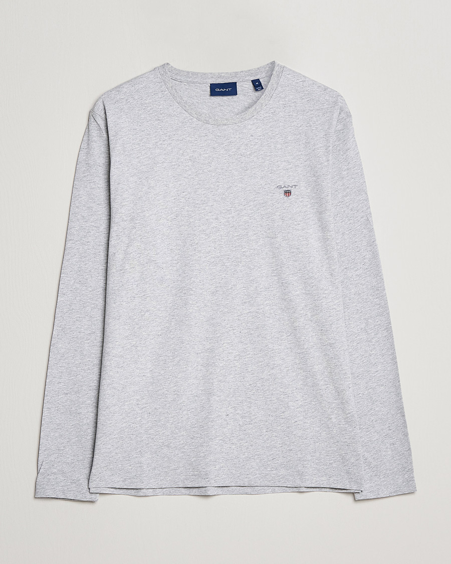 Herr | T-Shirts | GANT | The Original Long Sleeve T-shirt Light Grey Melange