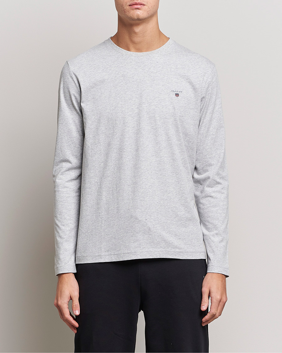 Herr | T-Shirts | GANT | The Original Long Sleeve T-shirt Light Grey Melange