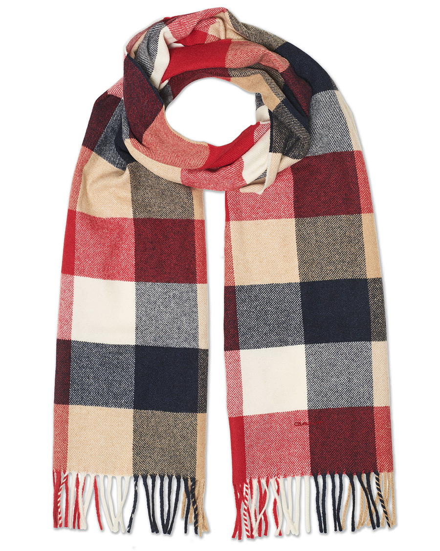 Herr | GANT Multi Check Scarf Equestrian Red | GANT | Multi Check Scarf Equestrian Red