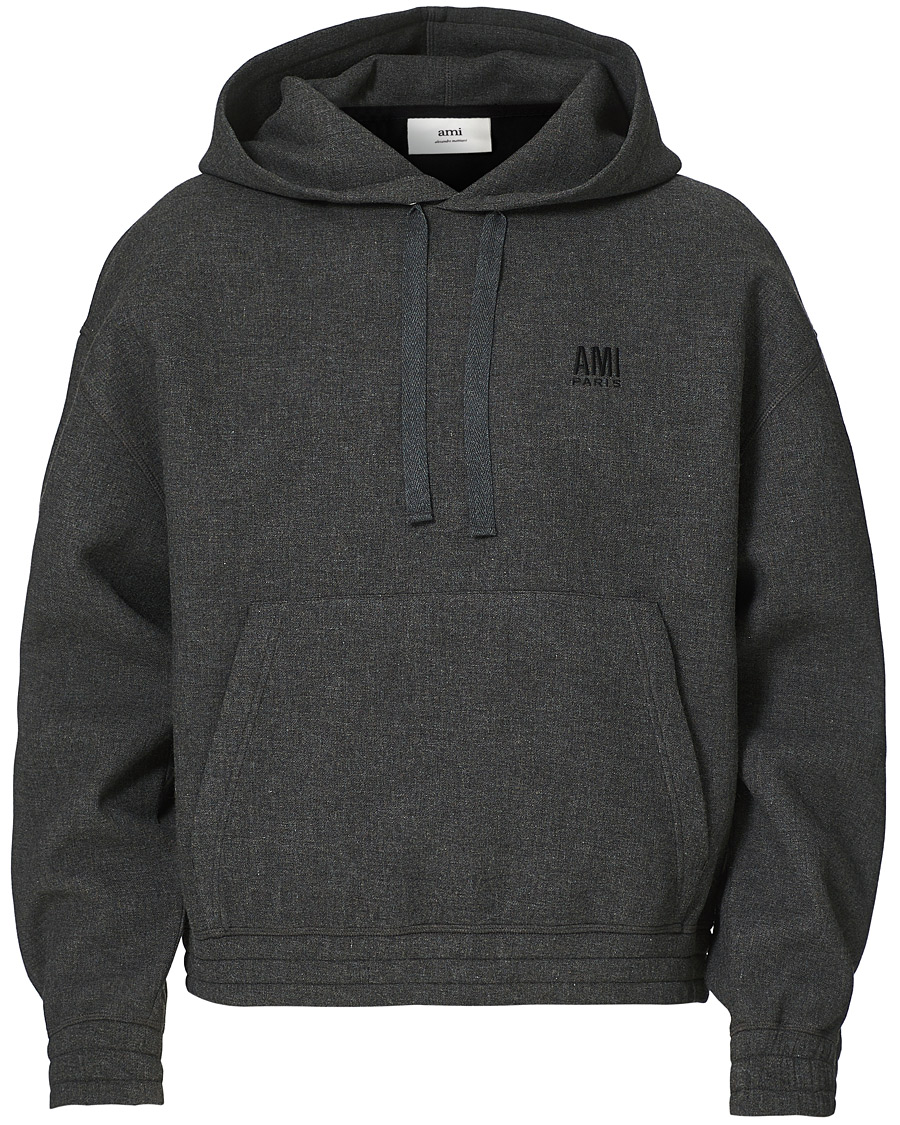 Herr | Tröjor | AMI | Oversize Wool Blend Hoodie Dark Grey Melange