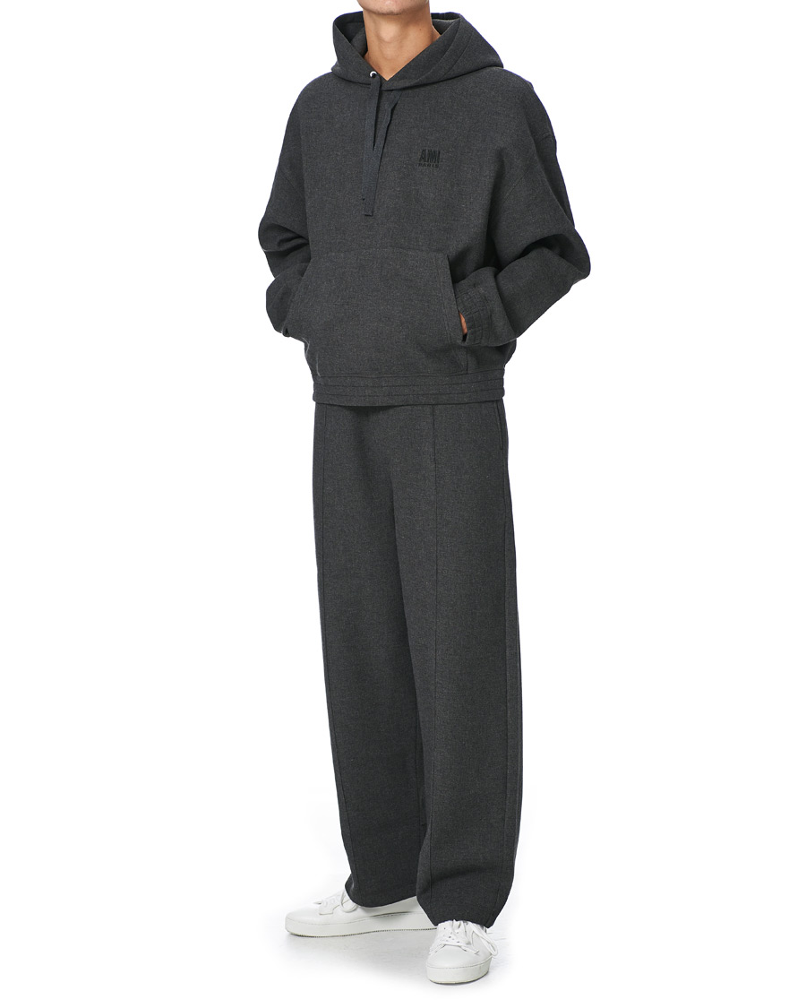 Herr | Tröjor | AMI | Oversize Wool Blend Hoodie Dark Grey Melange