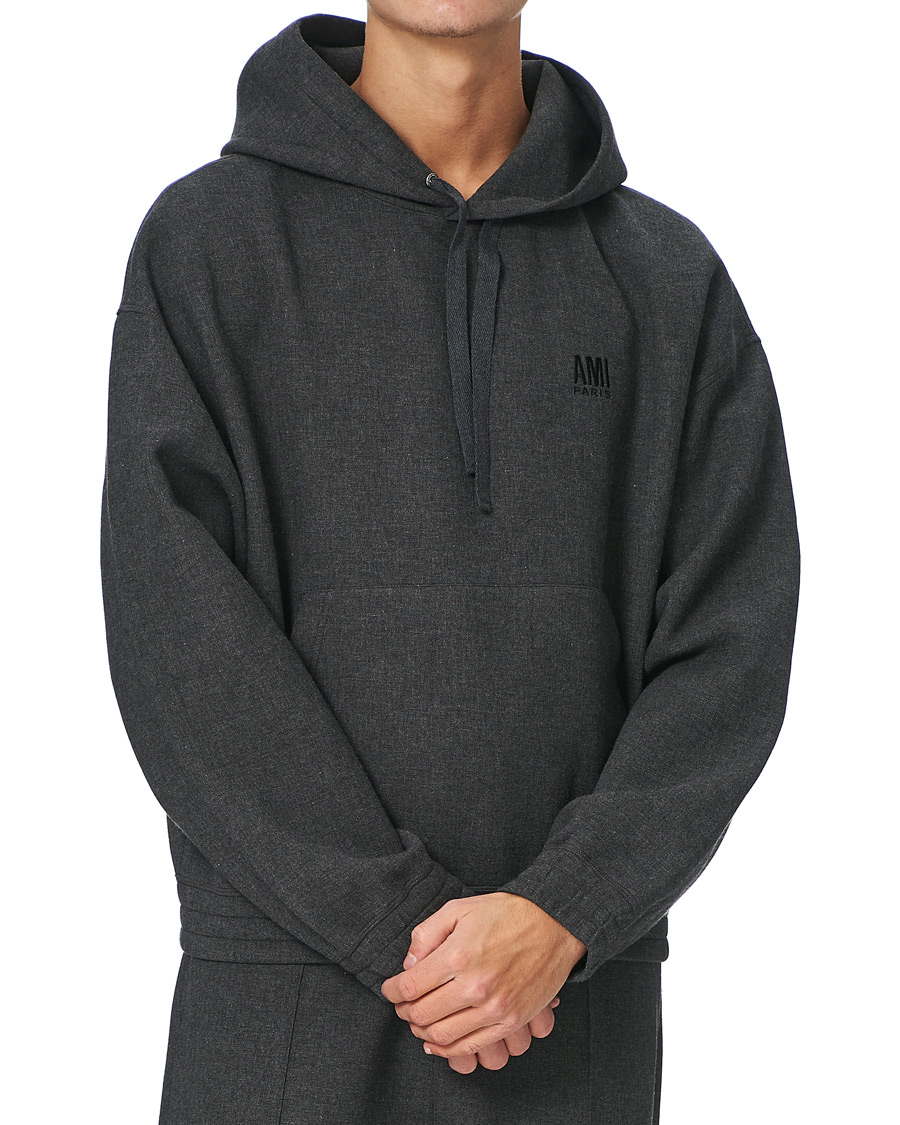 Herr | Tröjor | AMI | Oversize Wool Blend Hoodie Dark Grey Melange