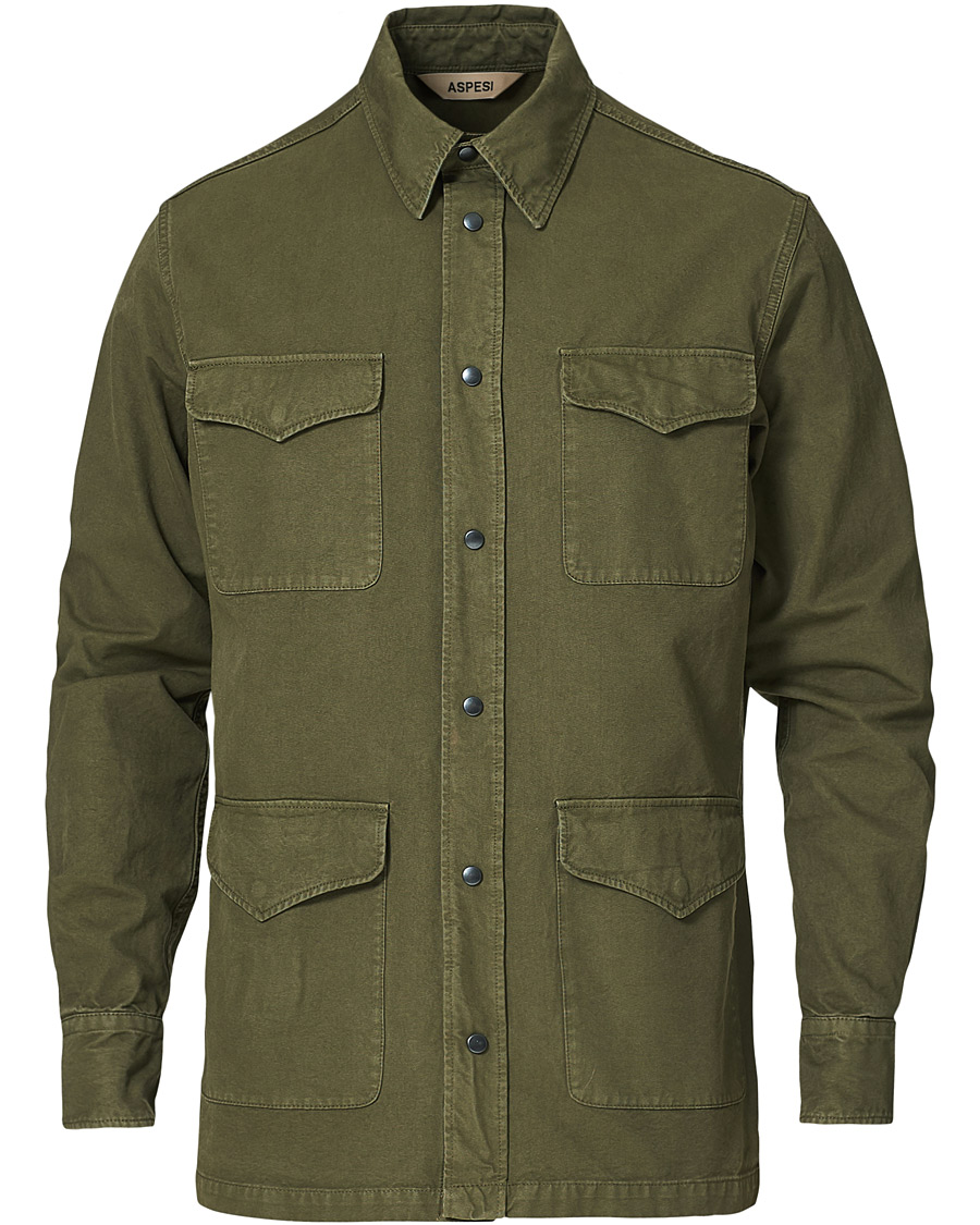Herr | Skjortor | Aspesi | Hercules Cotton Overshirt Light Military