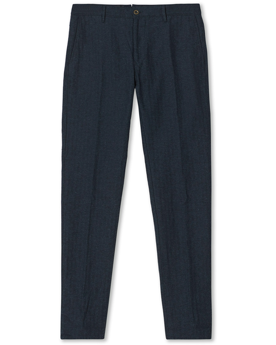 Herr | Byxor | Incotex | Slim Fit Cotton/Wool Herringbone Slacks Navy
