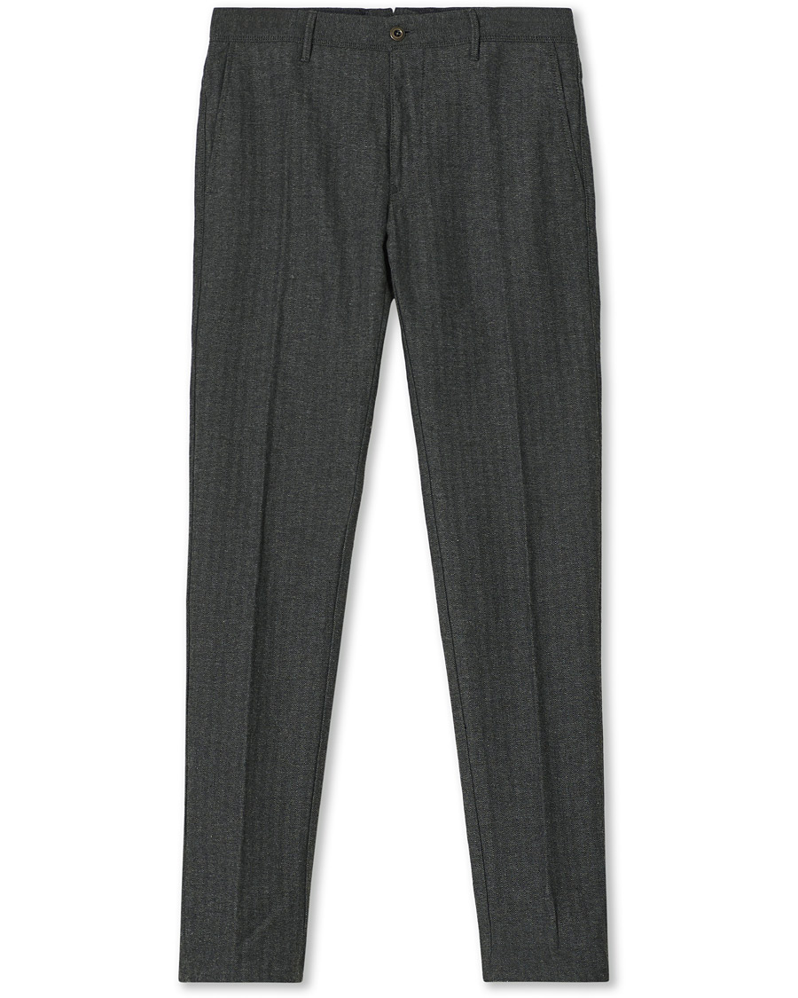 Herr | Byxor | Incotex | Slim Fit Cotton/Wool Herringbone Slacks Grey