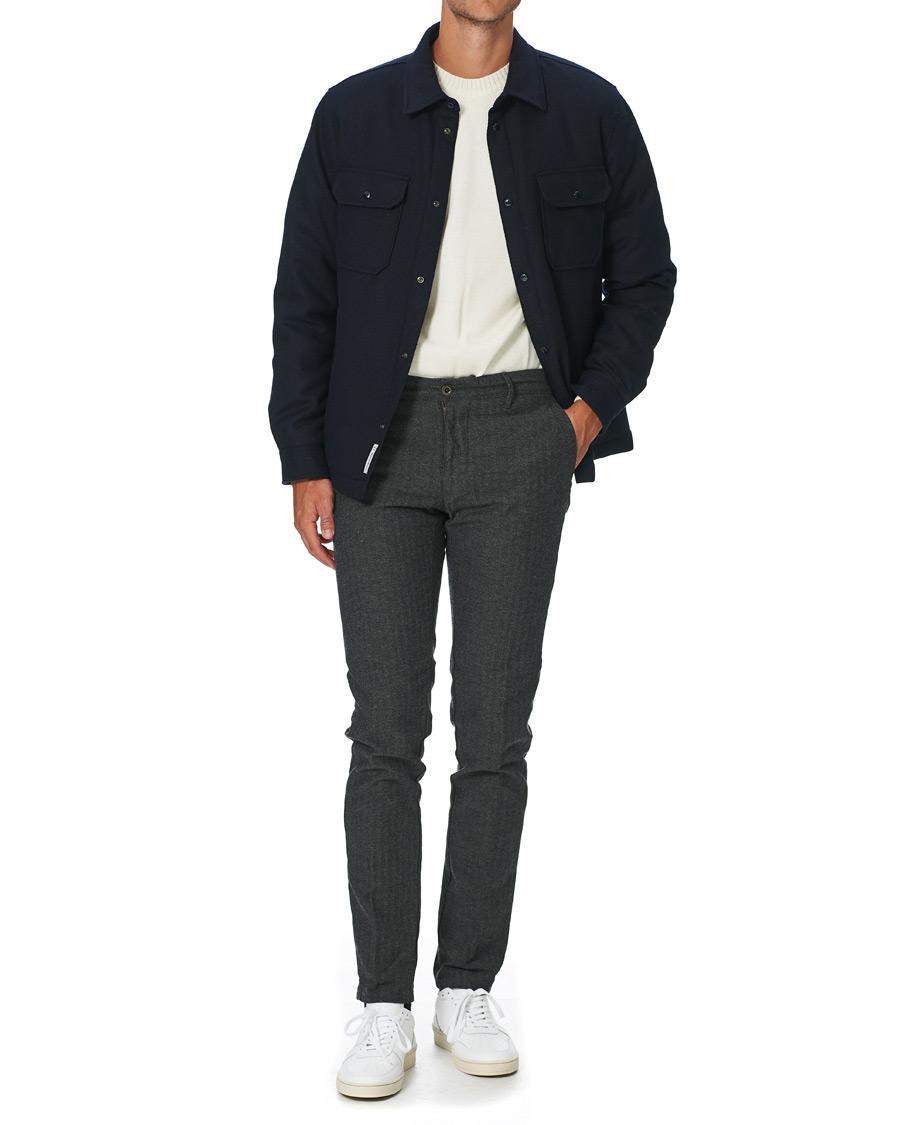 Herr | Byxor | Incotex | Slim Fit Cotton/Wool Herringbone Slacks Grey