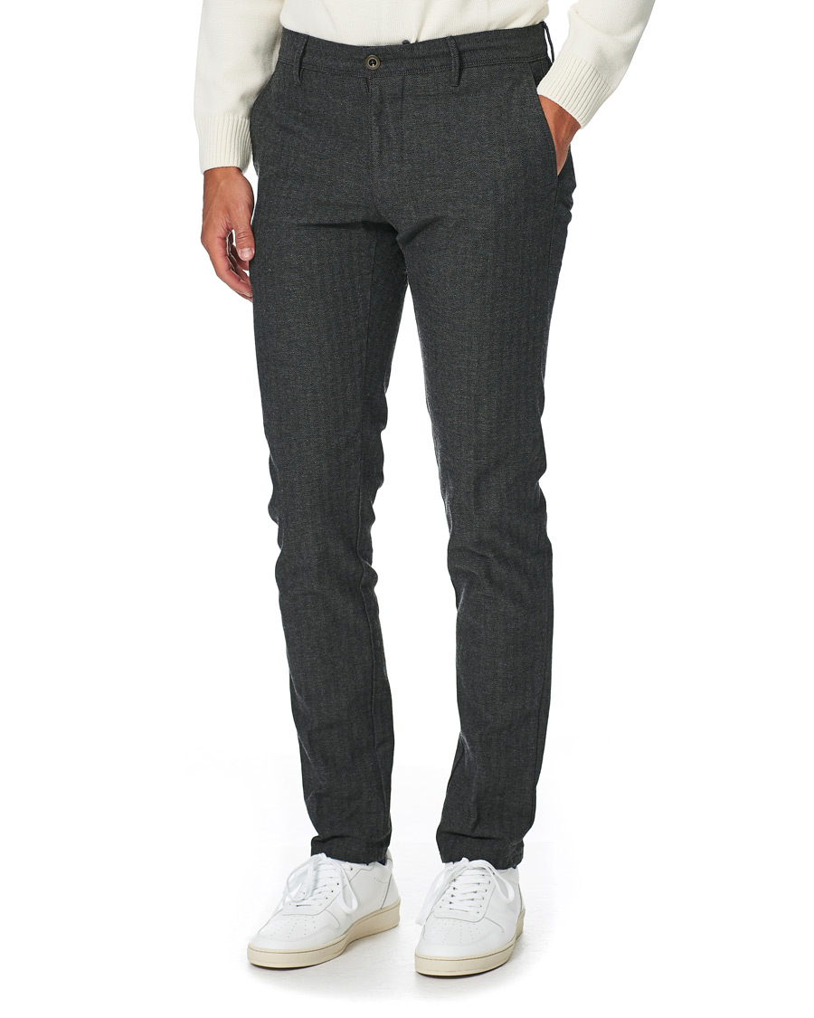 Herr | Byxor | Incotex | Slim Fit Cotton/Wool Herringbone Slacks Grey