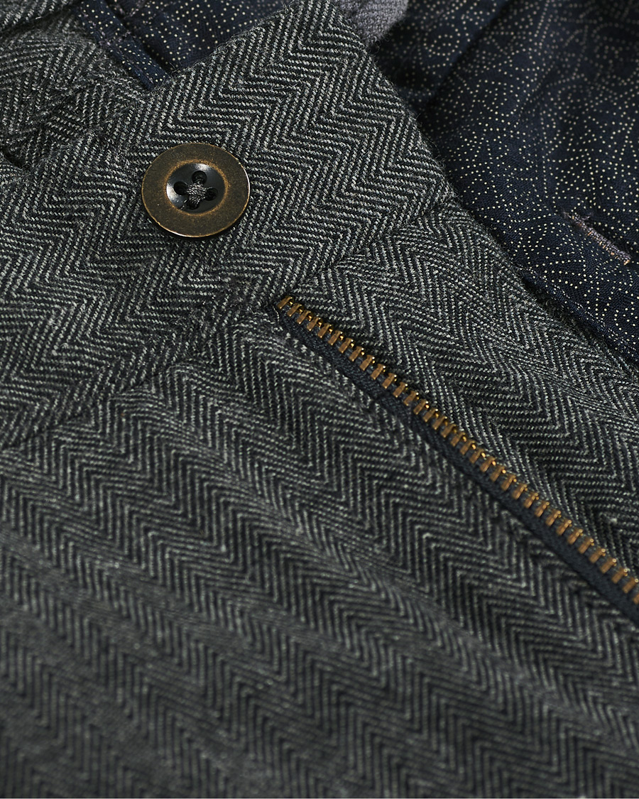 Herr | Byxor | Incotex | Slim Fit Cotton/Wool Herringbone Slacks Grey