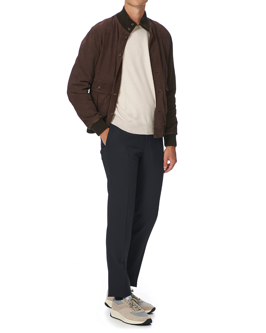 Herr | Byxor | Incotex | Slim Fit Washable Flannel Trousers Navy