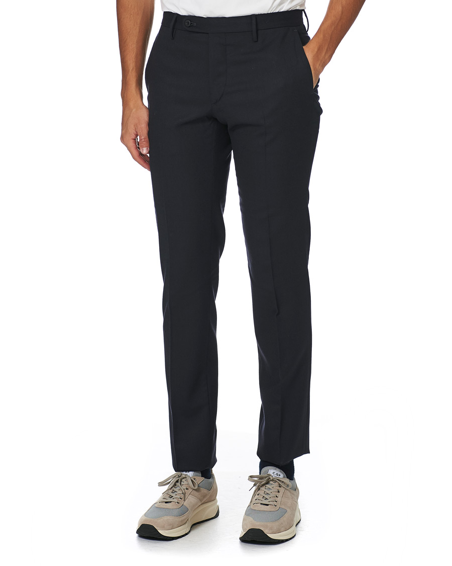 Herr | Byxor | Incotex | Slim Fit Washable Flannel Trousers Navy