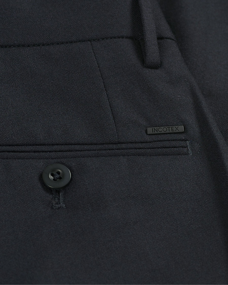 Herr | Byxor | Incotex | Slim Fit Washable Flannel Trousers Navy