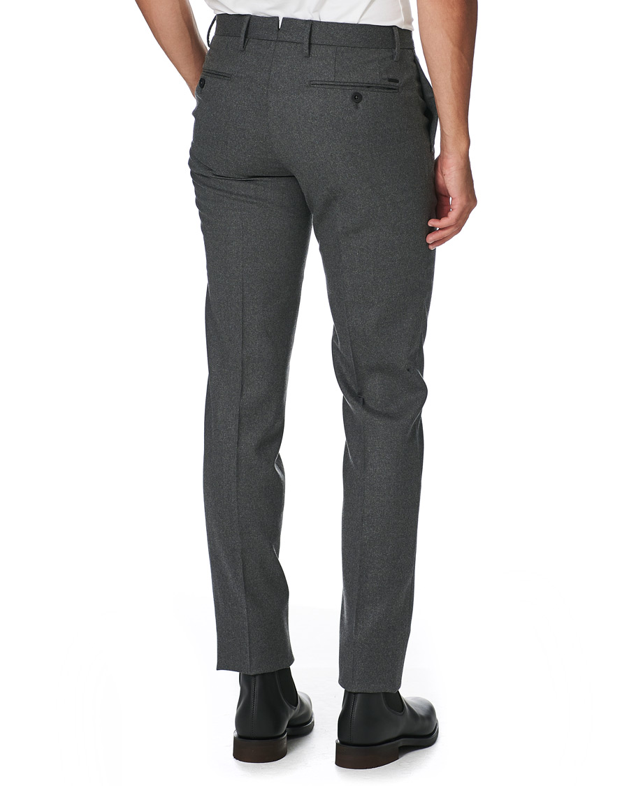 Herr | Byxor | Incotex | Slim Fit Washable Flannel Trousers Grey Melange