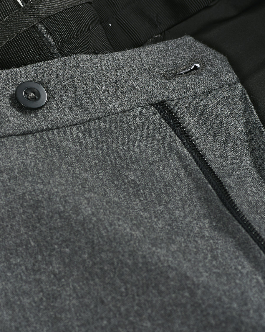 Herr | Byxor | Incotex | Slim Fit Washable Flannel Trousers Grey Melange
