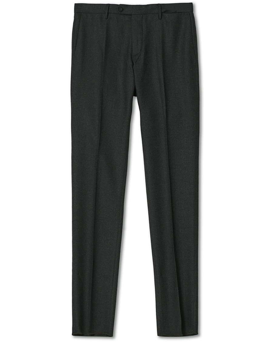 Herr | Byxor | Incotex | Slim Fit Washable Flannel Trousers Dark Grey