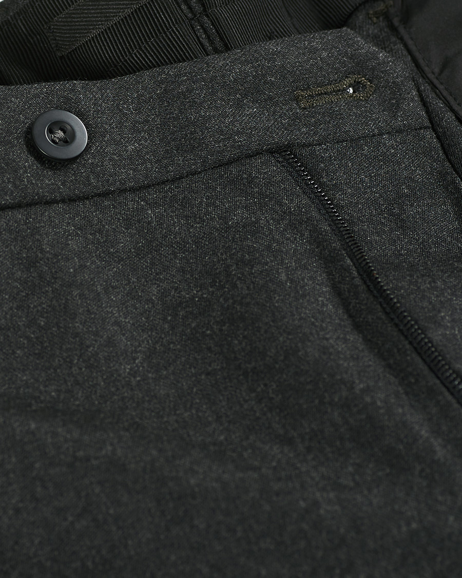 Herr | Byxor | Incotex | Slim Fit Washable Flannel Trousers Dark Grey