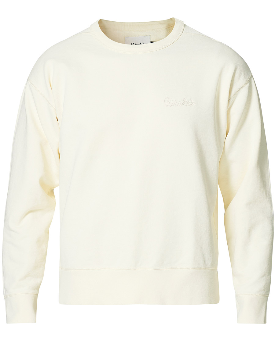 Herr | Tröjor | Drake's | Chain Stitched Cotton Sweatshirt Off White