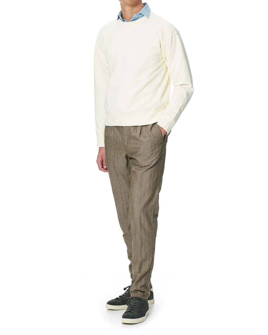 Herr | Tröjor | Drake's | Chain Stitched Cotton Sweatshirt Off White