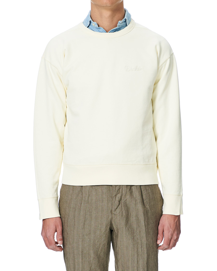 Herr | Tröjor | Drake's | Chain Stitched Cotton Sweatshirt Off White