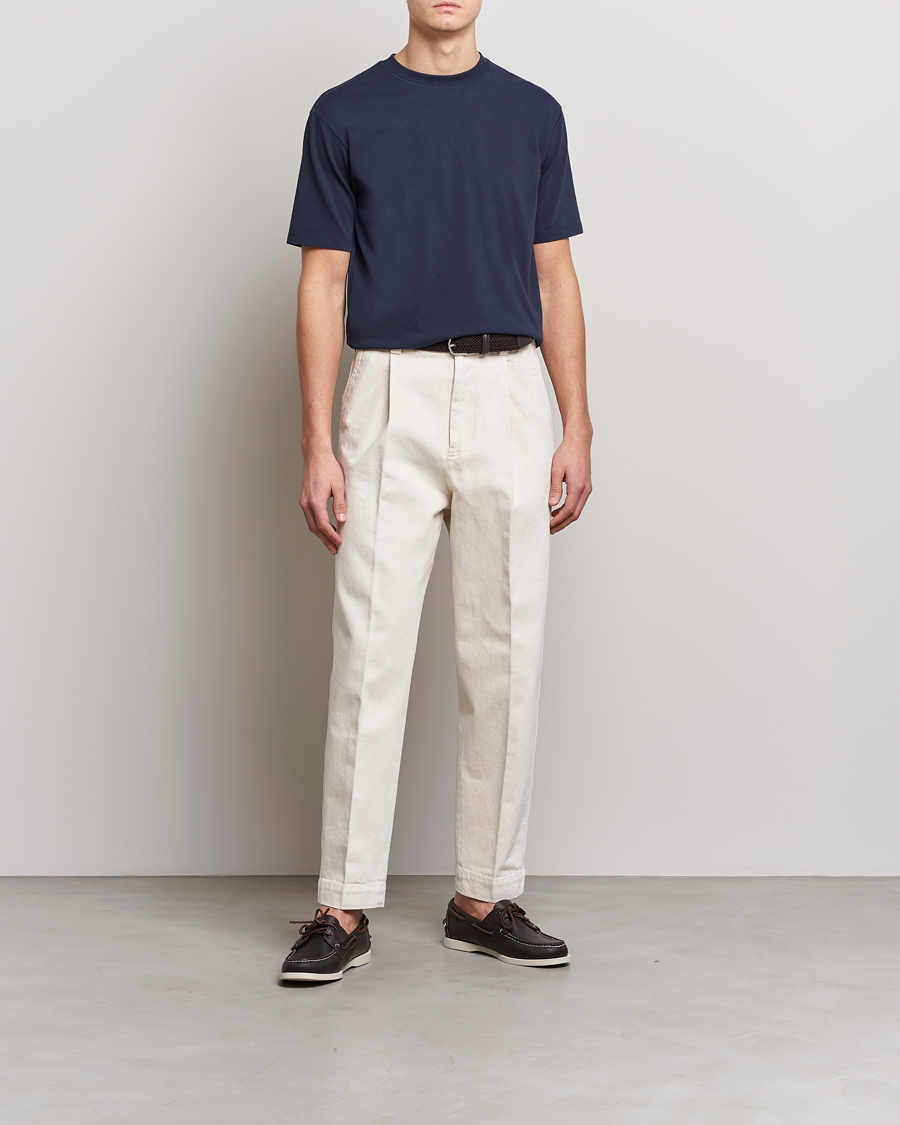 Herr | T-Shirts | Drake's | Short Sleeve Hiking T-Shirt Navy