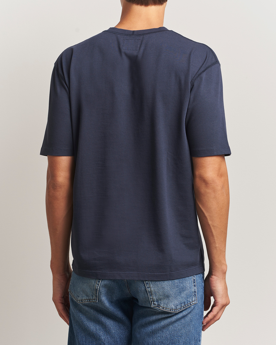 Herr | T-Shirts | Drake's | Short Sleeve Hiking T-Shirt Navy